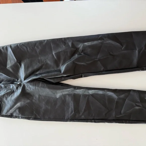 Women's Black Leather Pants - Picture 3 of 5